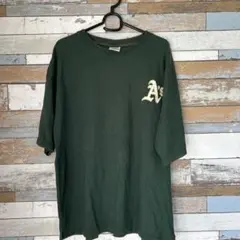 A's ロゴ刺繍 Tシャツ Lサイズ ダークグリーン