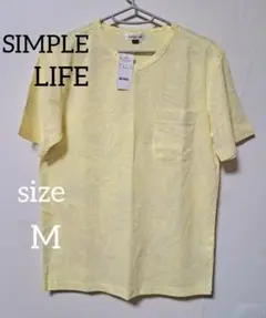 美品新品タグ付SIMPLE LIFEイエロー Tシャツ Mメンズアウター柄シャツ