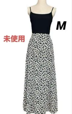美品　完売品　GU ロングフレアスカート ディジー花柄 ネイビー Mサイズ