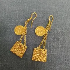 CHANEL シャネル ピアス ヴィンテージ ココマーク マトラッセ ゴールド