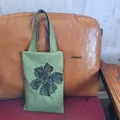 【sale】【トートバッグ】モスグリーン×ブラックフラワーレース【0861】