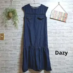 Dazy デニムワンピース ノースリーブ 涼しい 大人可愛い ポケット Aライン