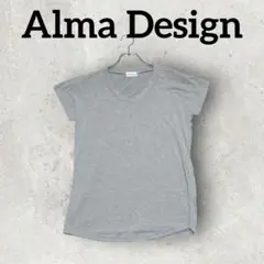 Alma Design 半袖Tシャツ VネックTシャツ 無地T (M) グレー