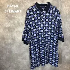 PAYNE STEWART 総柄　ポロシャツ　ブルー