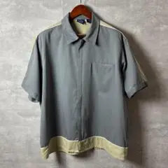 John Blair 半袖シャツ 配色切替 ポリエステル XL グレー系