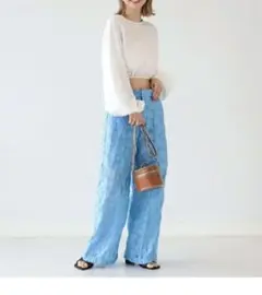 新品未使用　Ray BEAMS　 シアー ジャカード パンツ レディース　0