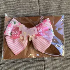 お馬とさくらんぼ柄ピンクリボンヘアゴム