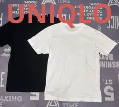 ユニクロ 短丈 無地 Tシャツ 黒 白 ブラック ホワイト セット s