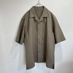 【ジーユー】ブラウン オープンカラー 半袖シャツ