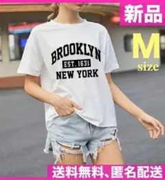 ✨夏セール限定特価✨新品✨半袖✨Tシャツ Mサイズ 楽着 ホワイト お洒落 文字
