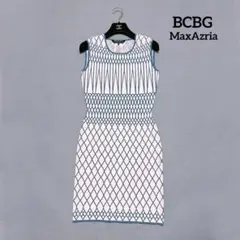 BCBG MaxAzria 幾何学 ニット ノースリーブ ワンピース タイト