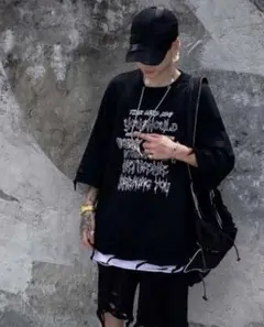 A'GEM/9 × .kom ネックレス付きダメージ加工Tシャツ　ノベセル