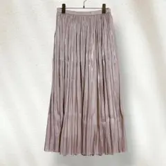 サンプリシテ プリーツスカート ピンク 光沢 ロング丈 【2247 】