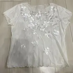 洋服屋YOUFUKUYA花柄刺繍 Tシャツ ホワイト
