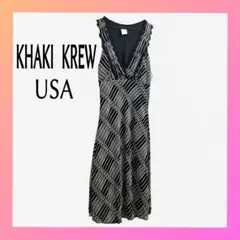 [USA製]KHAKI KREWドット柄ノースリーブワンピース 黒×白 M相当