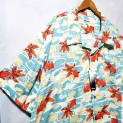 新品　金魚　総柄　アロハシャツ　メンズ　半袖シャツ　4L　BIG　オーバーサイズ