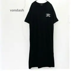 【vandosh 】VネックTシャツワンピース ロング丈　ブラック　3L