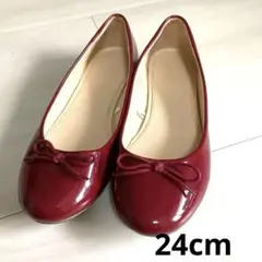 【美品】フラットシューズ　エナメル　24