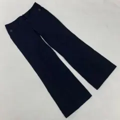 LAUTREAMONT フレアパンツ ネイビー コットン混 ハイウエスト 2