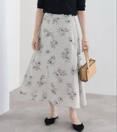 IENA ストライプフラワースカート
