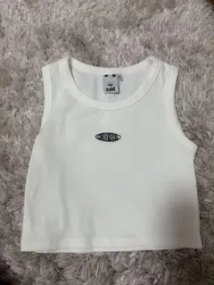 ホワイト タンクトップ ロゴ刺繍 S