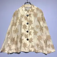 Elegance fashion 美品　ブラウス　薄手　花柄長袖シャツ ベージュ