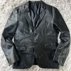 希少✨ニールバレット ダブルライダース レース編み レザー ブラック Neil Barrett (ニールバレット) Leather Front Sweatshirt Biker