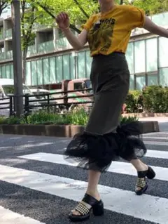 スタイリング　チュールレイヤード　スカート