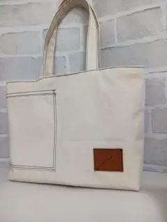 帆布キナリ　ト－トバックショルダーバック男女兼用　Handmade【No.36】