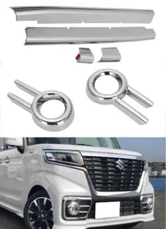 セット価格 スペーシアカスタム MK53S ロアグリル ガーニッシュu0026フォグ