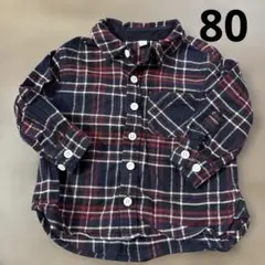 チェックシャツ　長袖　80cm