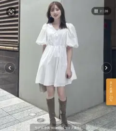 ボリュームスリーブミニシャツワンピース Sサイズ ホワイト　rienda