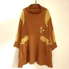 ann吉 刺繍ワッペンゆったりワンピースセンソユニコ