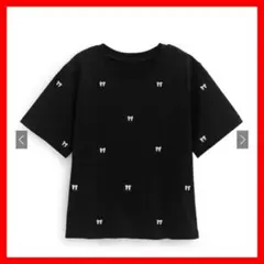 GRLリボン刺繍 Tシャツ ブラック