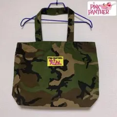 ピンクパンサー トートバッグ 迷彩柄 ワッペン刺繍