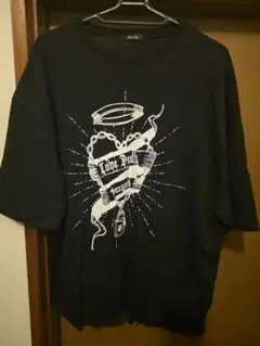 グラフィックプリント オーバーサイズTシャツ 黒L