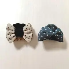 リボン型 ヘアクリップ バンスクリップ 2個セット