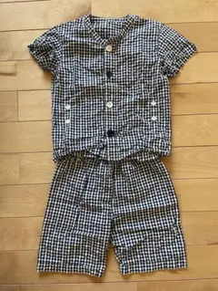 無印良品　チェック柄 半袖パジャマ 100-110