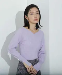 NATURALBEAUTYBASIC＜スプリングリブベーシックニットハートネック