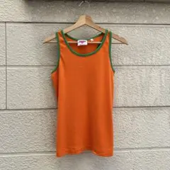 80s 90s USA製 オレンジ タンクトップ ノースリ vintage ②