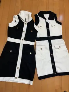 ノースリーブタイトフィットワンピース 黒白