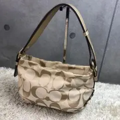コーチ ハンドバッグ キャンバス レザー 肩掛け ベージュ