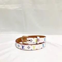 美品 ルイ ヴィトン サンチュール モノグラム マルチカラー ベルト ホワイト