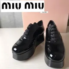 【未使用品】ミュウミュウ スニーカー シューズ 厚底 パテント