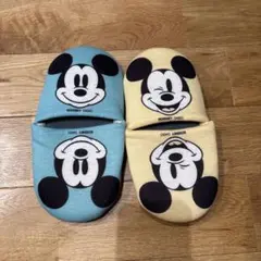 ミッキーマウス キッズスリッパ 2足セット