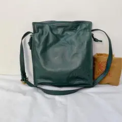 ロエベ レザーショルダーバッグ グリーン アナグラム 巾着