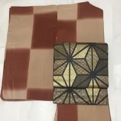 アンティーク 市松模様の着物 美品 身丈159cm