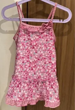 女の子用水着 ピンク花柄 フリル付き　120㎝
