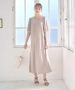 汗染み防止加工ボリュームスリーブフレアワンピース（マタニティ&授乳服）