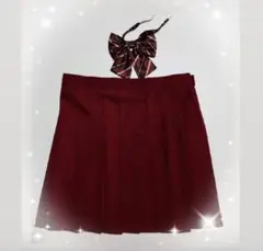 【メルカリ便】プリーツスカート♡エンジ色♡リボンセット♡かわいい